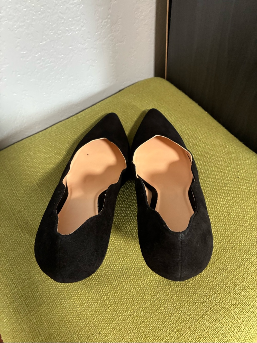 Cole Haan Black Suede Pointed Pump with V-Cut - Picture 8 of 10
